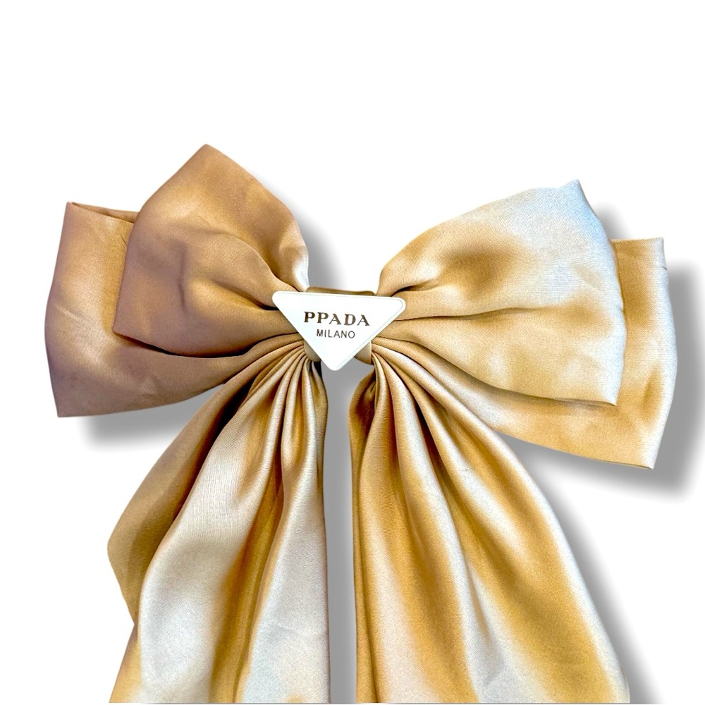 PRADA: Champagne Hair Bow Clip